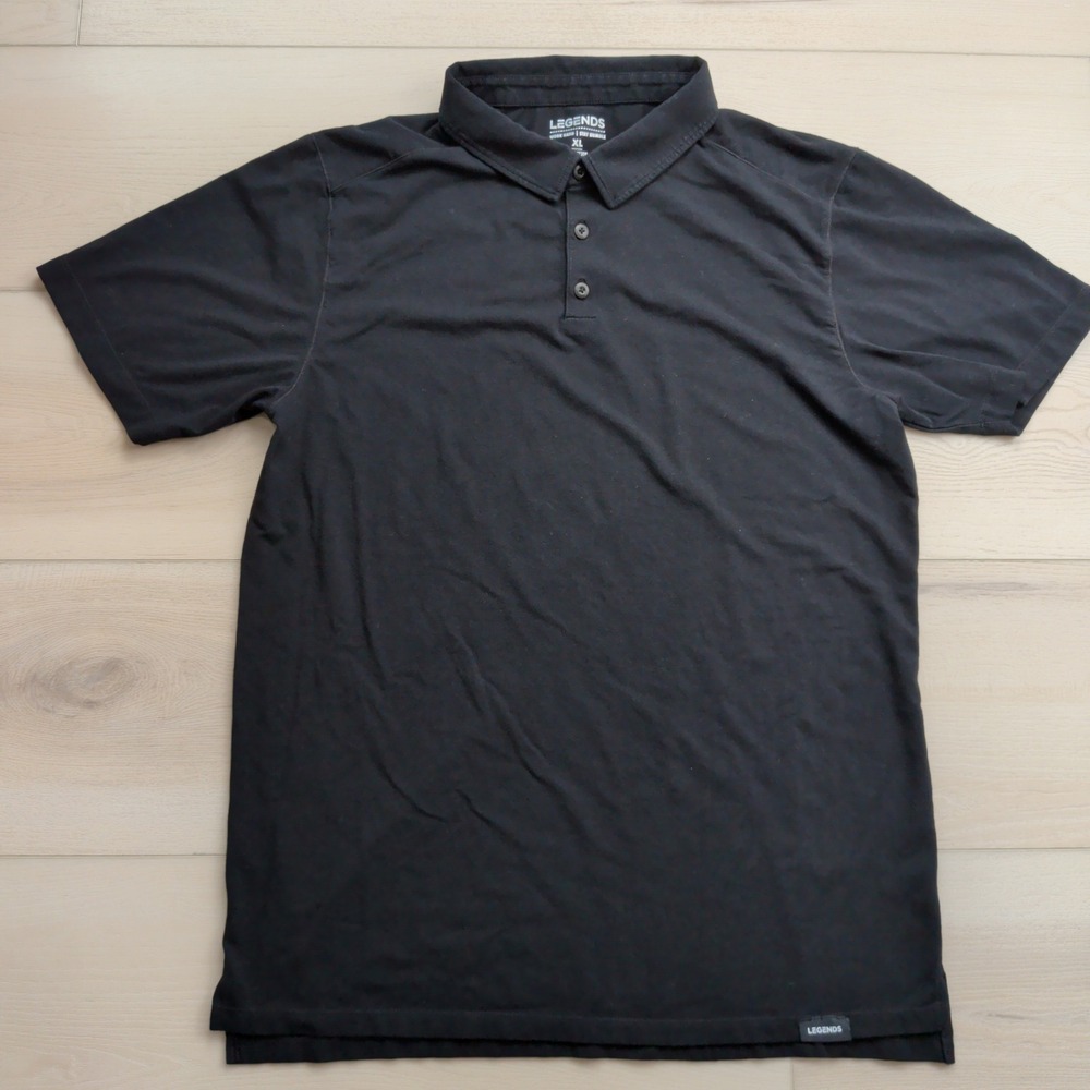 Legends Aviation Polo Shirt Black Mens XL Short Sleeve Performance Stretch